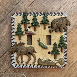 Rustic Wildlife Double‎ Light Switch Cover for Bathroom or Bedroom Cabin Decor